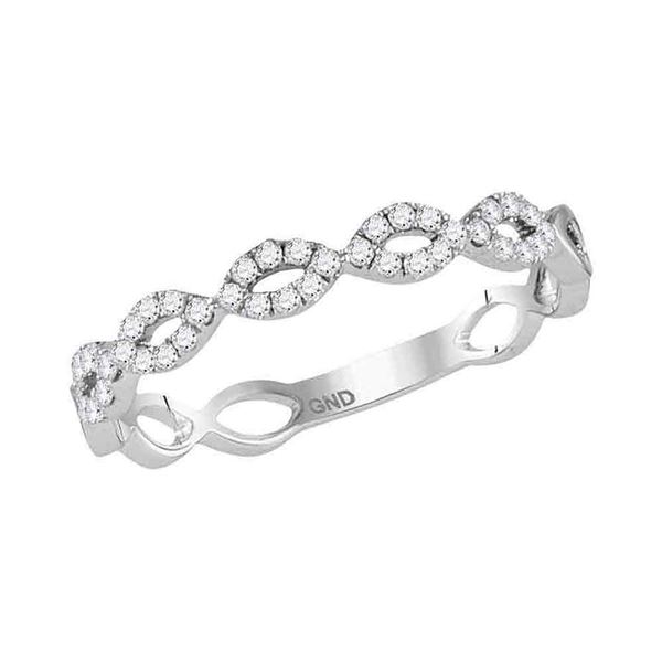 Diamond Twisted Stackable Band Ring 1/5 Cttw 14kt White Gold