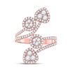 Image 2 : Diamond Bypass Cluster Heart Ring 1-1/4 Cttw 14kt Rose Gold