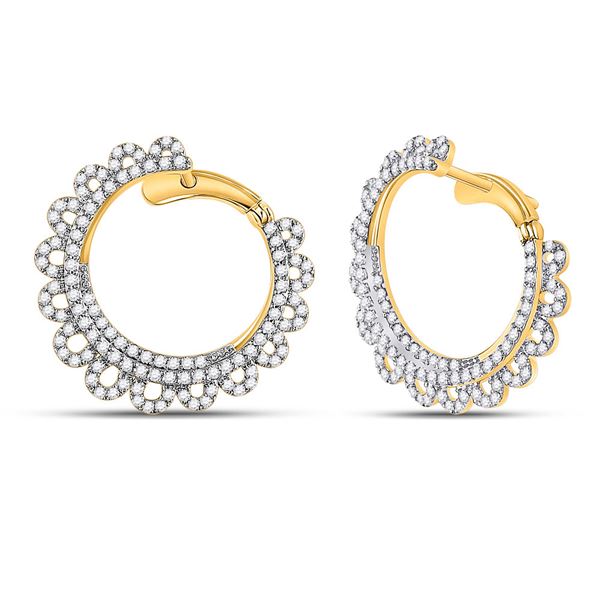 Diamond Hoop Earrings 1-1/2 Cttw 14kt Yellow Gold