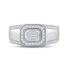 Image 2 : Baguette Diamond Octagon Cluster Ring 1/2 Cttw 14kt White Gold