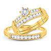 Image 1 : His Hers Diamond Solitaire Matching Wedding Set 1/2 Cttw 14kt Yellow Gold