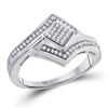 Image 1 : Diamond Offset Square Cluster Ring 1/6 Cttw 10kt White Gold