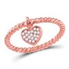 Image 1 : Diamond Heart Dangle Stackable Band Ring 1/10 Cttw 10kt Rose Gold