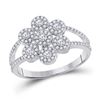 Image 1 : Diamond Cluster Ring 1/2 Cttw 10kt White Gold