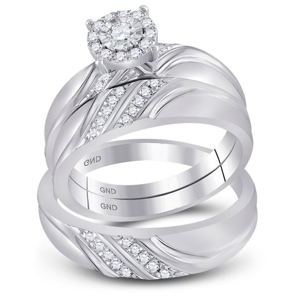 His Hers Diamond Solitaire Matching Wedding Set 1/3 Cttw 10kt White Gold