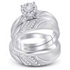 Image 1 : His Hers Diamond Solitaire Matching Wedding Set 1/3 Cttw 10kt White Gold