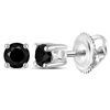 Image 1 : Unisex Black Color Enhanced Diamond Solitaire Earrings 1/4 Cttw 14kt White Gold