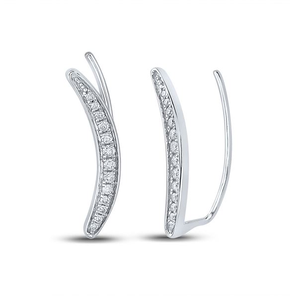 Pave-set Diamond Climber Earrings 1/5 Cttw Sterling Silver