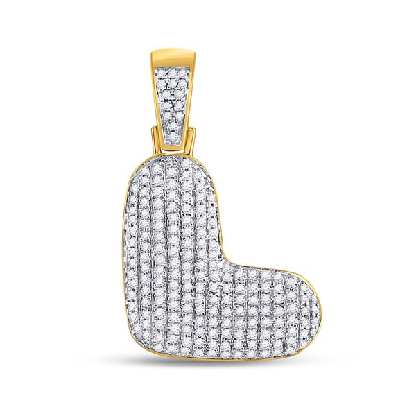 Mens Diamond Bubble L Letter Charm Pendant 1/2 Cttw 10kt Yellow Gold