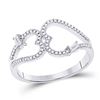 Image 1 : Diamond Double Heart Ring 1/5 Cttw 14kt White Gold