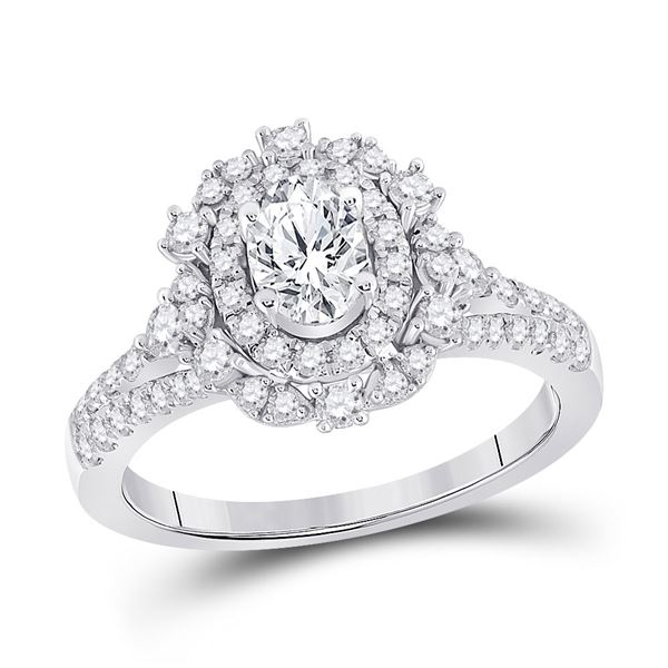 Oval Diamond Solitaire Bridal Wedding Engagement Ring 1-1/4 Cttw 14kt White Gold
