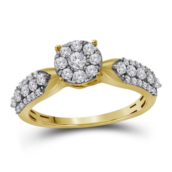 Diamond Cluster Bridal Wedding Engagement Ring 5/8 Cttw 10kt Yellow Gold