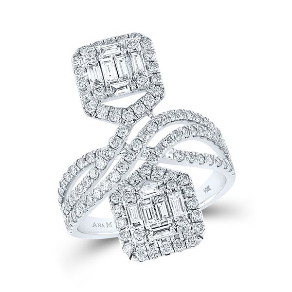 Baguette Diamond Fashion Ring 1-1/2 Cttw 14kt White Gold