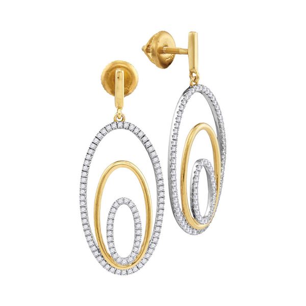 Diamond Oval Dangle Earrings 1/2 Cttw 10kt Two-tone Gold
