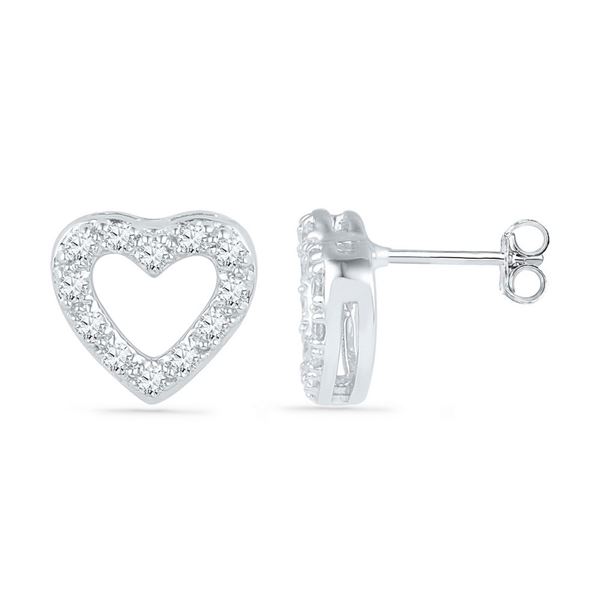 Diamond Heart Earrings 1/8 Cttw 10kt White Gold