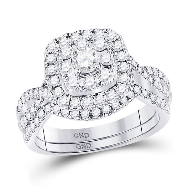 Diamond Bridal Wedding Ring Band Set 1 Cttw 14kt White Gold