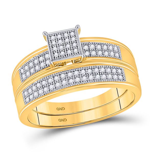 Diamond Bridal Wedding Ring Band Set 1/5 Cttw 10kt Yellow Gold