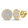 Image 1 : Mens Diamond Circle Cluster Earrings 1/3 Cttw 10kt Yellow Gold
