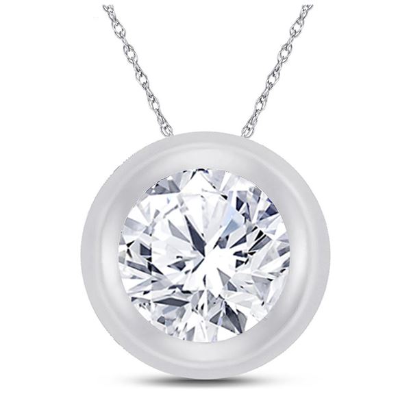 Diamond Bezel Solitaire Pendant 1/4 Cttw 10kt White Gold
