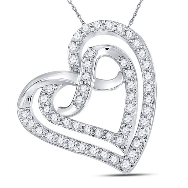 Diamond Infinity Heart Pendant 1/3 Cttw Sterling Silver
