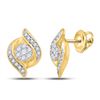 Image 1 : Diamond Flower Cluster Earrings 1/4 Cttw 14kt Yellow Gold