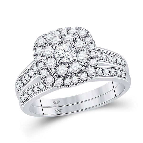 Diamond Bridal Wedding Ring Band Set 1 Cttw 14kt White Gold