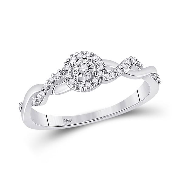 Diamond Solitaire Twist Woven Promise Ring 1/6 Cttw 10kt White Gold