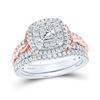 Image 1 : Princess Diamond Bridal Wedding Ring Band Set 1 Cttw 14kt Two-tone Gold