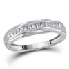 Image 1 : Princess Diamond Single Row Wedding Band 1/4 Cttw 10kt White Gold