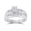 Image 2 : His Hers Diamond Cluster Matching Wedding Set 1/12 Cttw 14kt White Gold