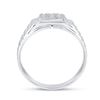 Image 3 : Mens Diamond Square Cluster Brick Ring 1/4 Cttw 10kt White Gold