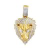 Image 1 : Mens Diamond Lion Head Animal Charm Pendant 7/8 Cttw 10kt Yellow Gold
