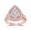 Image 1 : Diamond Pear Teardrop Ring 1-3/4 Cttw 14kt Rose Gold