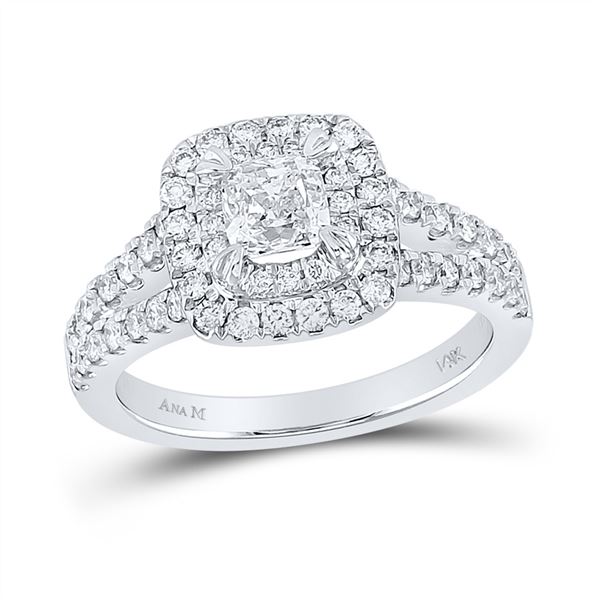 Cushion Diamond Bridal Wedding Ring Band Set 1 Cttw 14kt White Gold