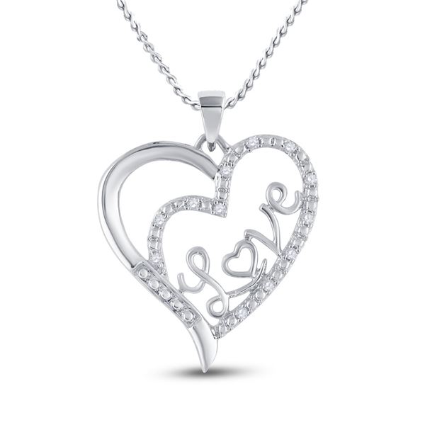 Diamond Love Heart Pendant 1/10 Cttw Sterling Silver
