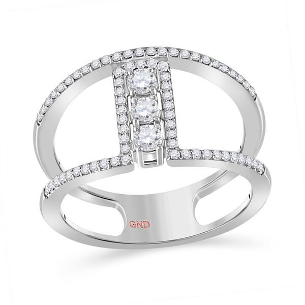 Diamond Negative Space 3-stone Ring 3/8 Cttw 10kt White Gold