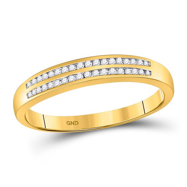 Mens Diamond Slender Double Row Band Ring 1/5 Cttw 10kt Yellow Gold