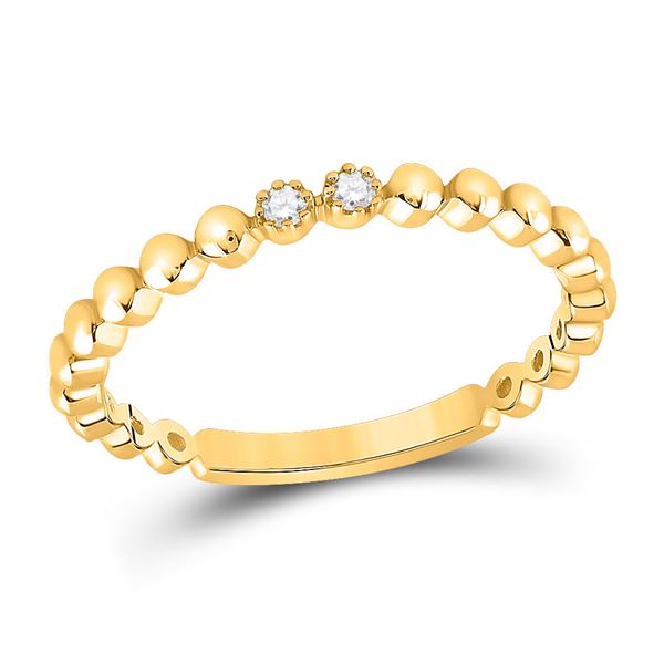 Diamond 2-Stone Stackable Band Ring .03 Cttw 10kt Yellow Gold