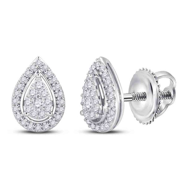 Diamond Teardrop Earrings 1/2 Cttw 14kt White Gold