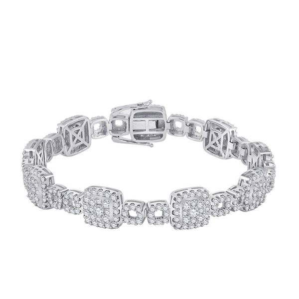 Diamond Square Link Bracelet 5-3/4 Cttw 14kt White Gold