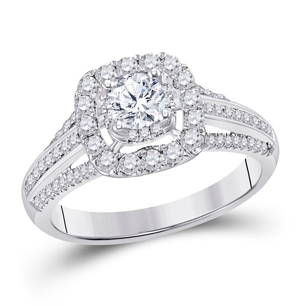 Diamond Halo Bridal Wedding Engagement Ring 1 Cttw 14kt White Gold