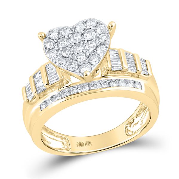 Diamond Heart Cluster Bridal Wedding Engagement Ring 1 Cttw 10kt Yellow Gold