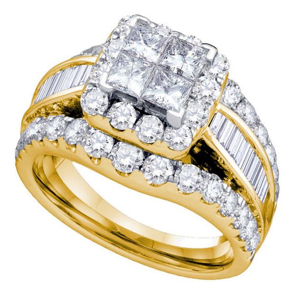 Princess Diamond Cluster Bridal Wedding Engagement Ring 1 Cttw 14kt Yellow Gold