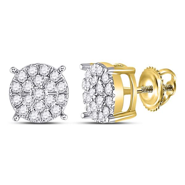 Diamond Cluster Earrings 3/8 Cttw 10kt Yellow Gold