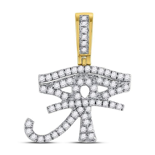 Mens Diamond Eye of Ra Charm Pendant 7/8 Cttw 10kt Yellow Gold