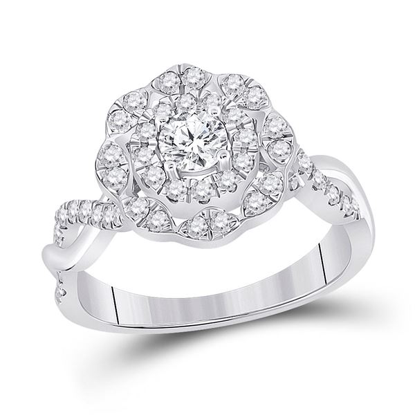 Diamond Halo Bridal Wedding Engagement Ring 7/8 Cttw 14kt White Gold