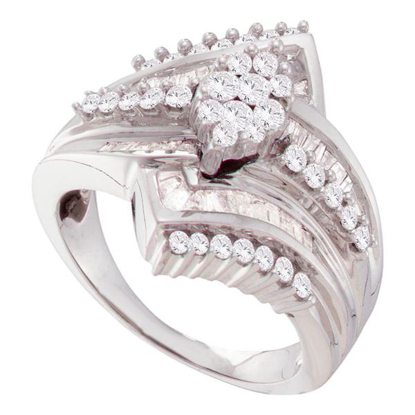Diamond Oval Cluster Bridal Wedding Engagement Ring 1 Cttw 14kt White Gold