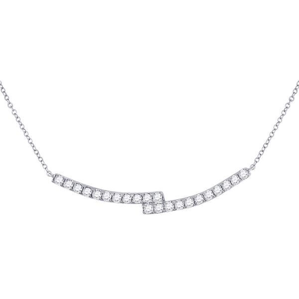 Diamond Curved Bypass Bar Necklace 1 Cttw 14kt White Gold