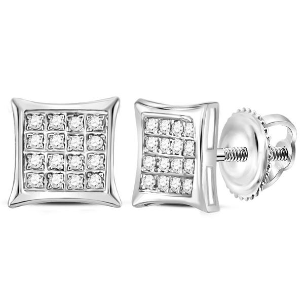 Diamond Square Kite Cluster Earrings 1/10 Cttw Sterling Silver