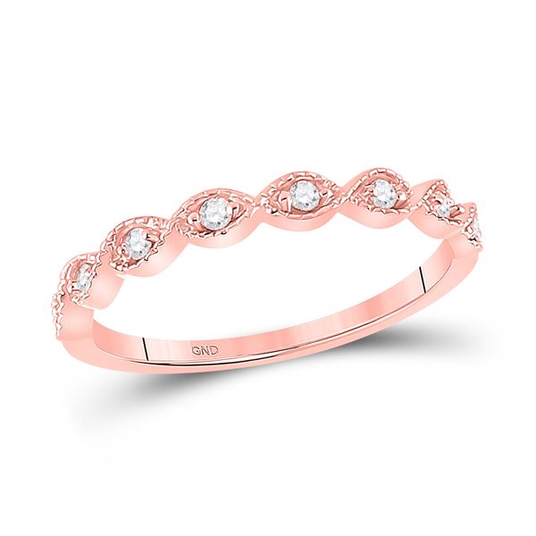 Diamond Twist Stackable Band Ring 1/10 Cttw 14kt Rose Gold